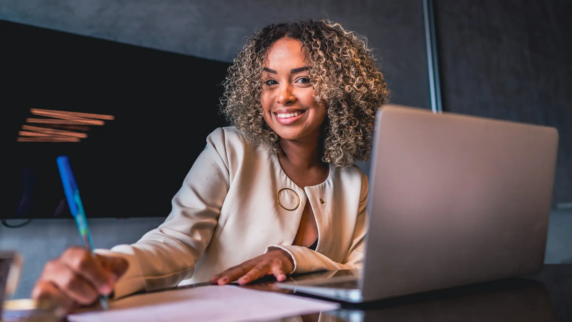 An employee focused on her work